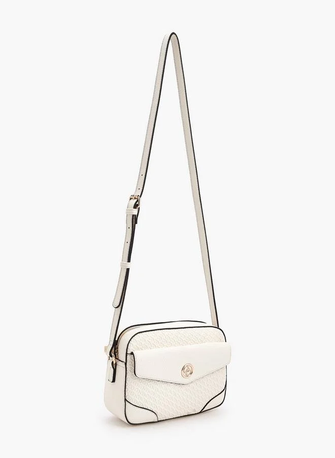 Celeste Monogram Embossed Crossbody Bag With Zip Closure